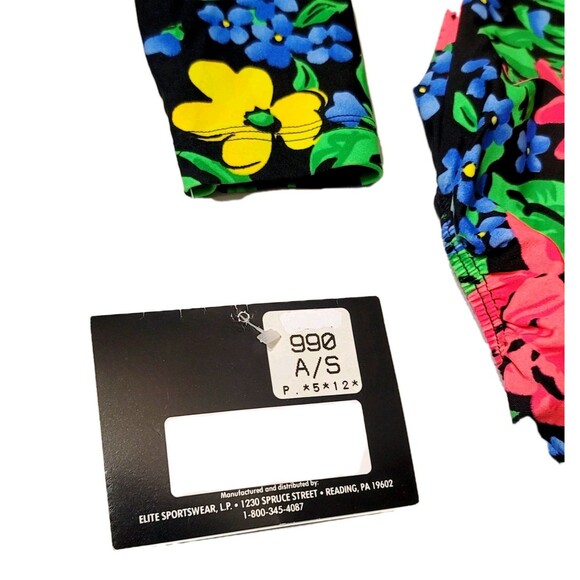 GK Elite AS Hawaiian Floral Scoop Neck Leotard VTG Long Sleeve Adult S, NWT - Picture 6 of 9